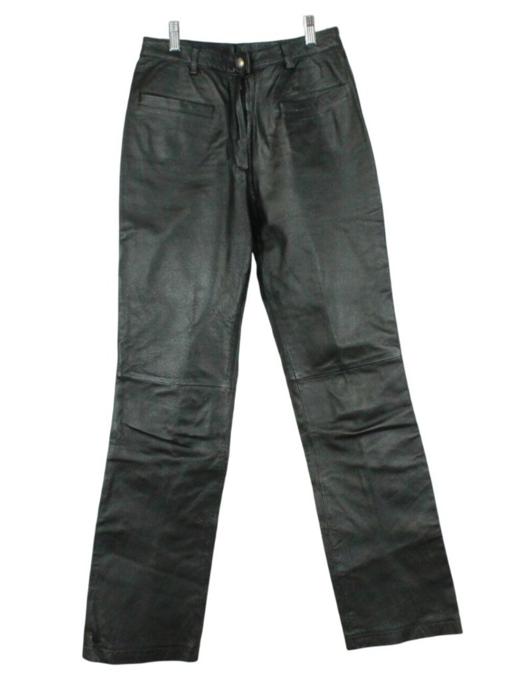 Vintage Europa Black Leather Pants High Rise Straight Leg Preppy Casual Size 8